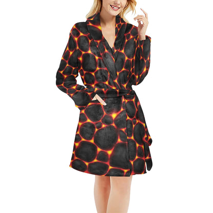Lava Pattern Print Design 01 Women's Fleece Robe