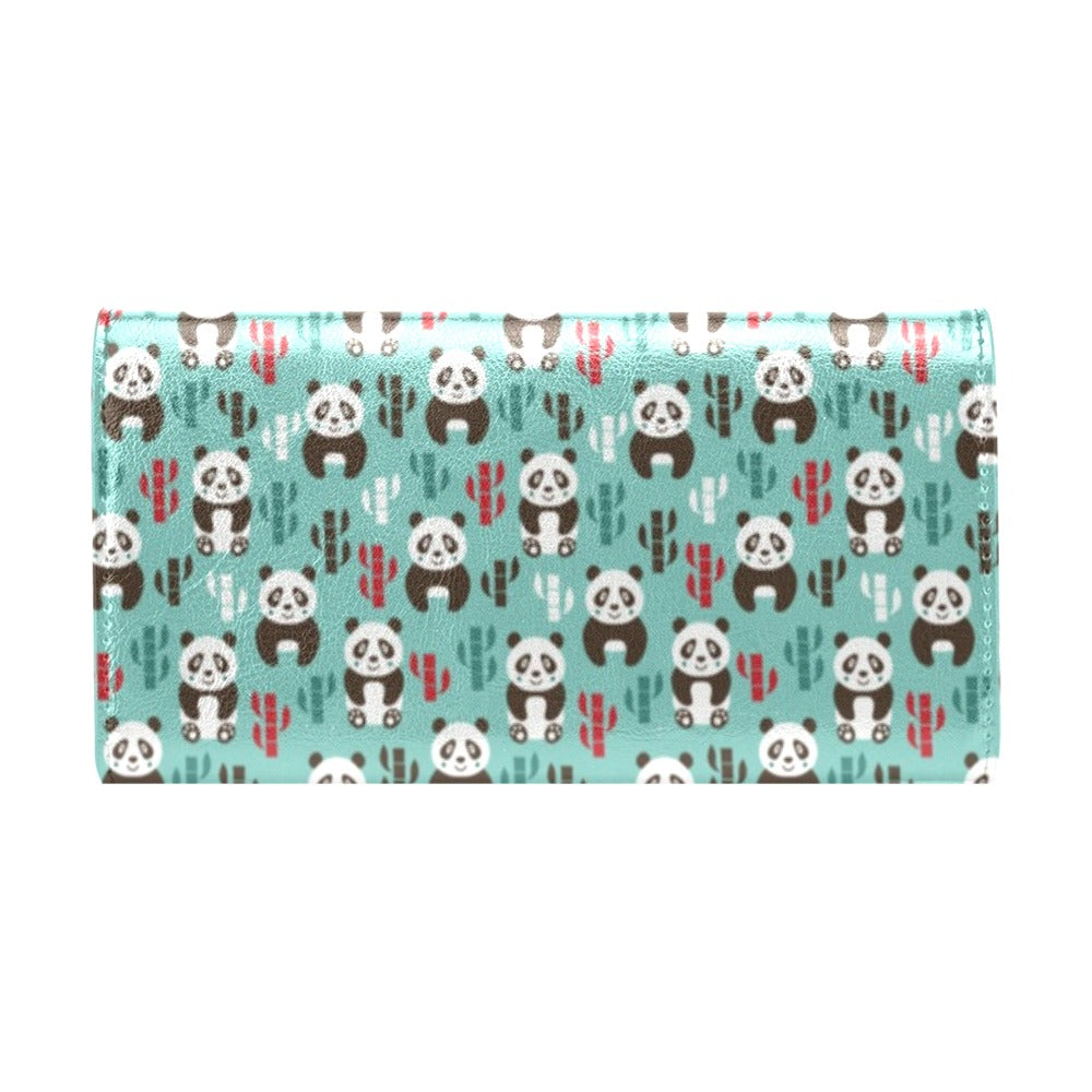 Panda Bear Cute Themed Print Women's Trifold Wallet