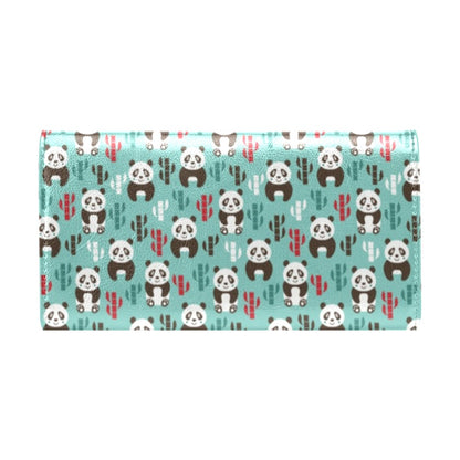Panda Bear Cute Themed Print Women's Trifold Wallet