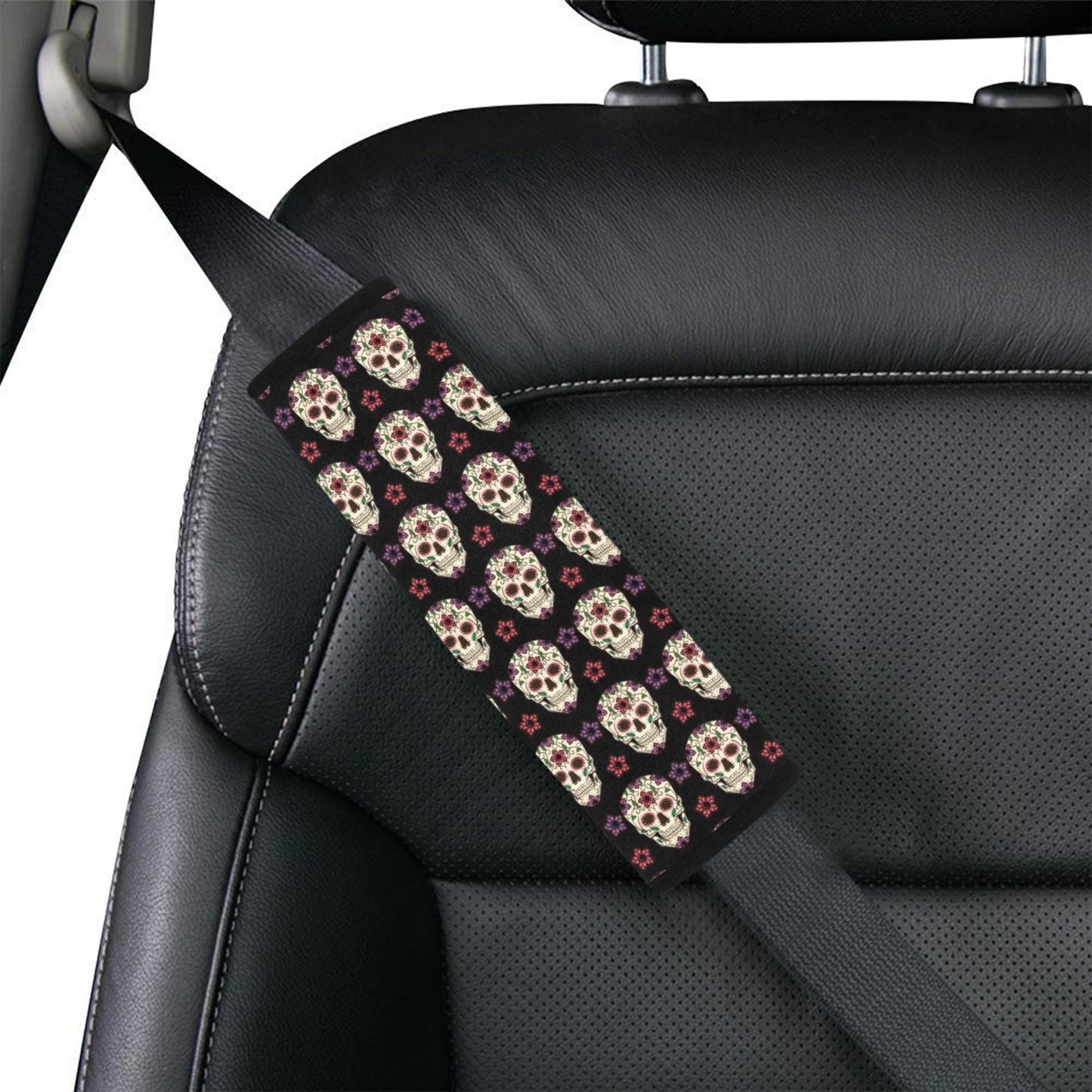 Sugar Skull Print Design LKS304 Car Seat Belt Cover