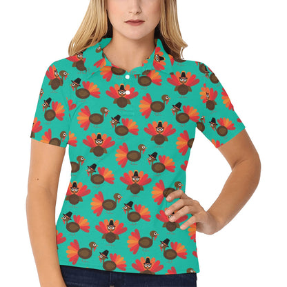 Turkey Print Design LKS402 Women's Polo Shirt