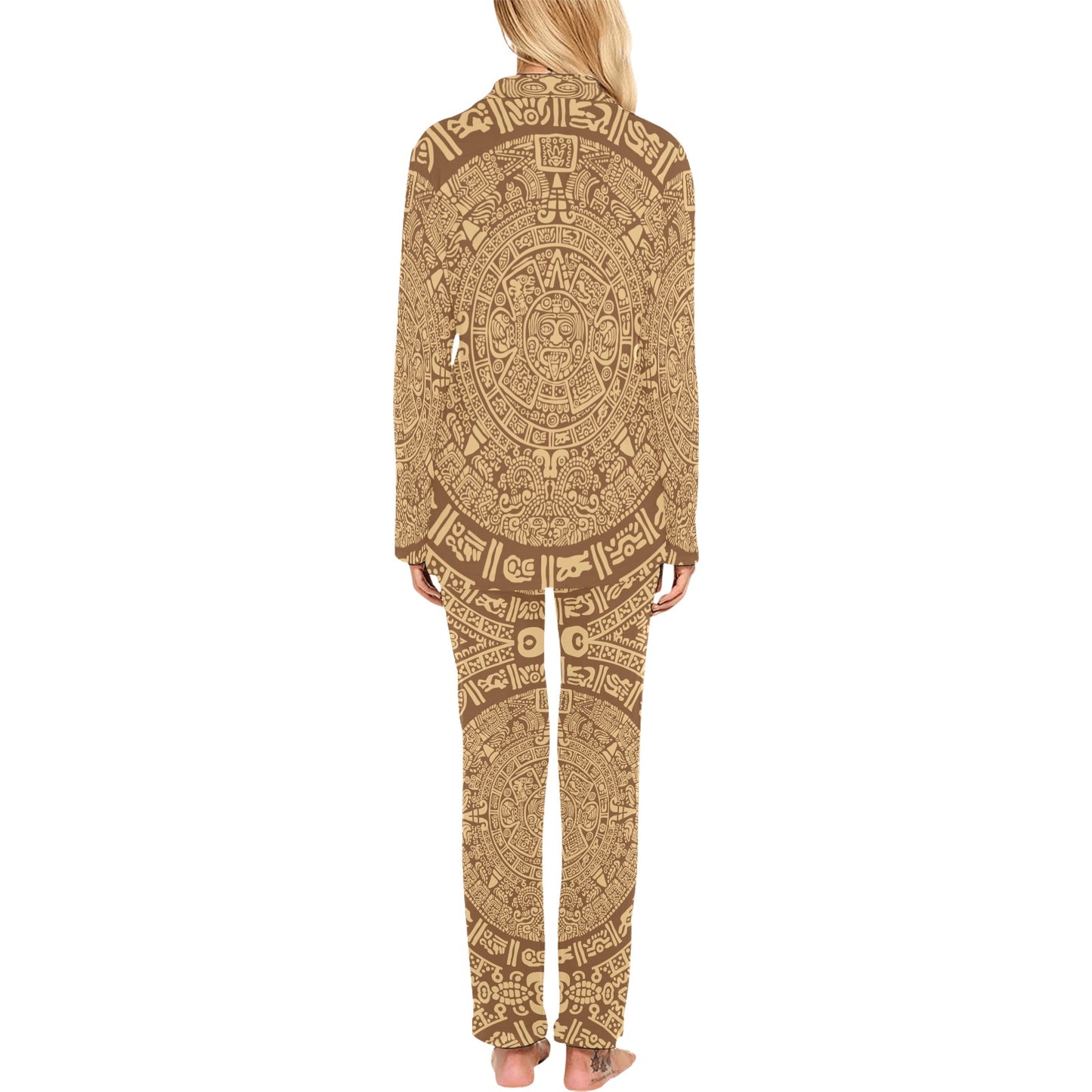 Mayan Pattern Print Design 01 Women's Long Pajama Set