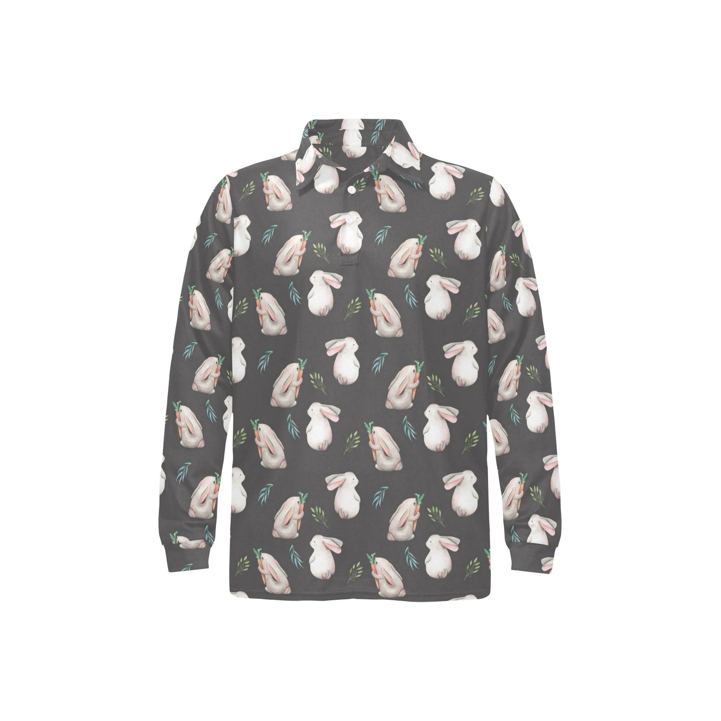 Rabbit Print Design LKS402 Long Sleeve Polo Shirt For Men's