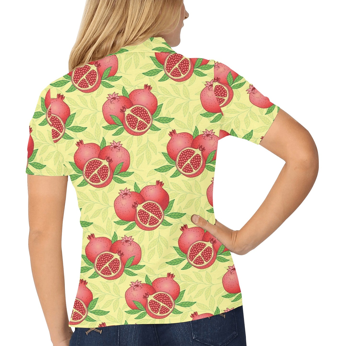 Pomegranate Pattern Print Design PG07 Women's Polo Shirt