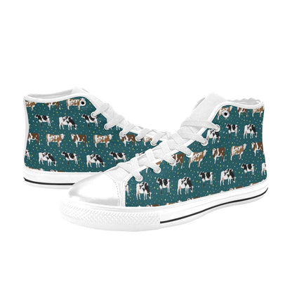 Cattle Print Design LKS404 Men's High Top Canvas Shoes