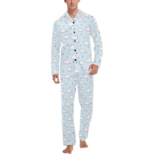 Cloud Pattern Print Design 01 Men's Long Pajama Set
