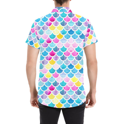 Scales Print Design LKS402 Men Short Sleeve Button Up Shirt