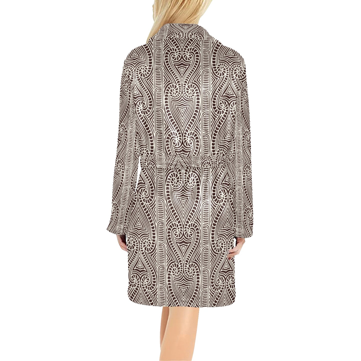 Maori Pattern Print Design 04 Women's Fleece Robe