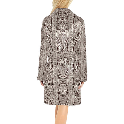 Maori Pattern Print Design 04 Women's Fleece Robe
