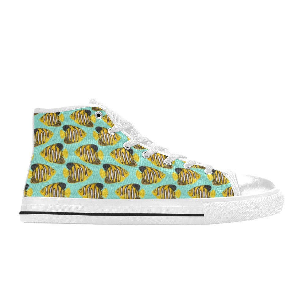 Angelfish Print Design LKS402 Men's High Top Canvas Shoes