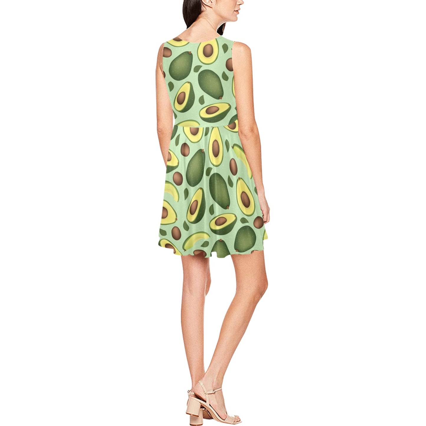 Avocado Pattern Print Design AC01 Sleeveless Dress