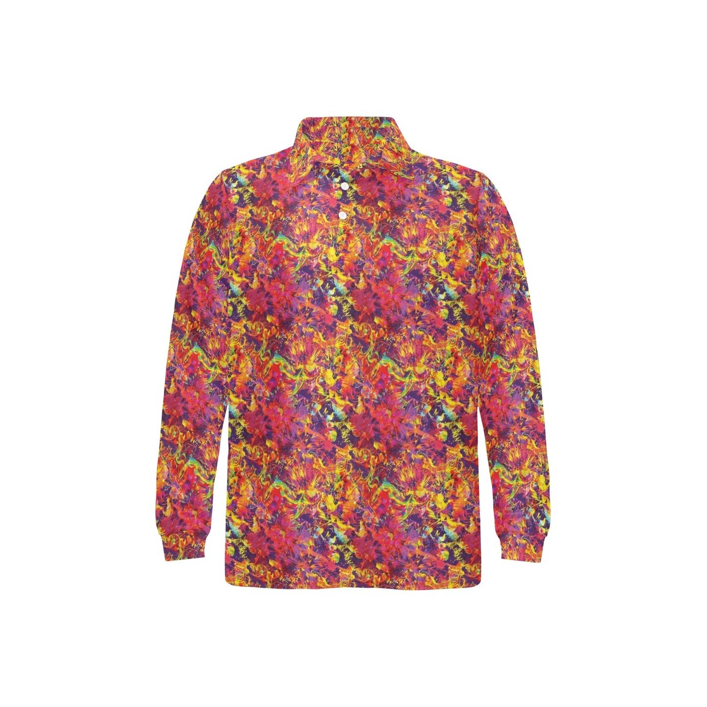 Splatter Print Design LKS303 Long Sleeve Polo Shirt For Men's