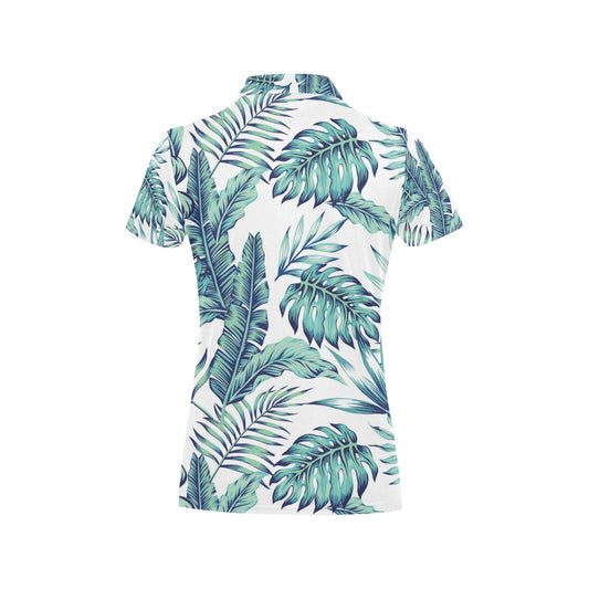Pattern Tropical Palm Leaves Women's Polo Shirt