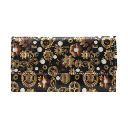 Steampunk Butterfly Design Themed Print Women's Trifold Wallet