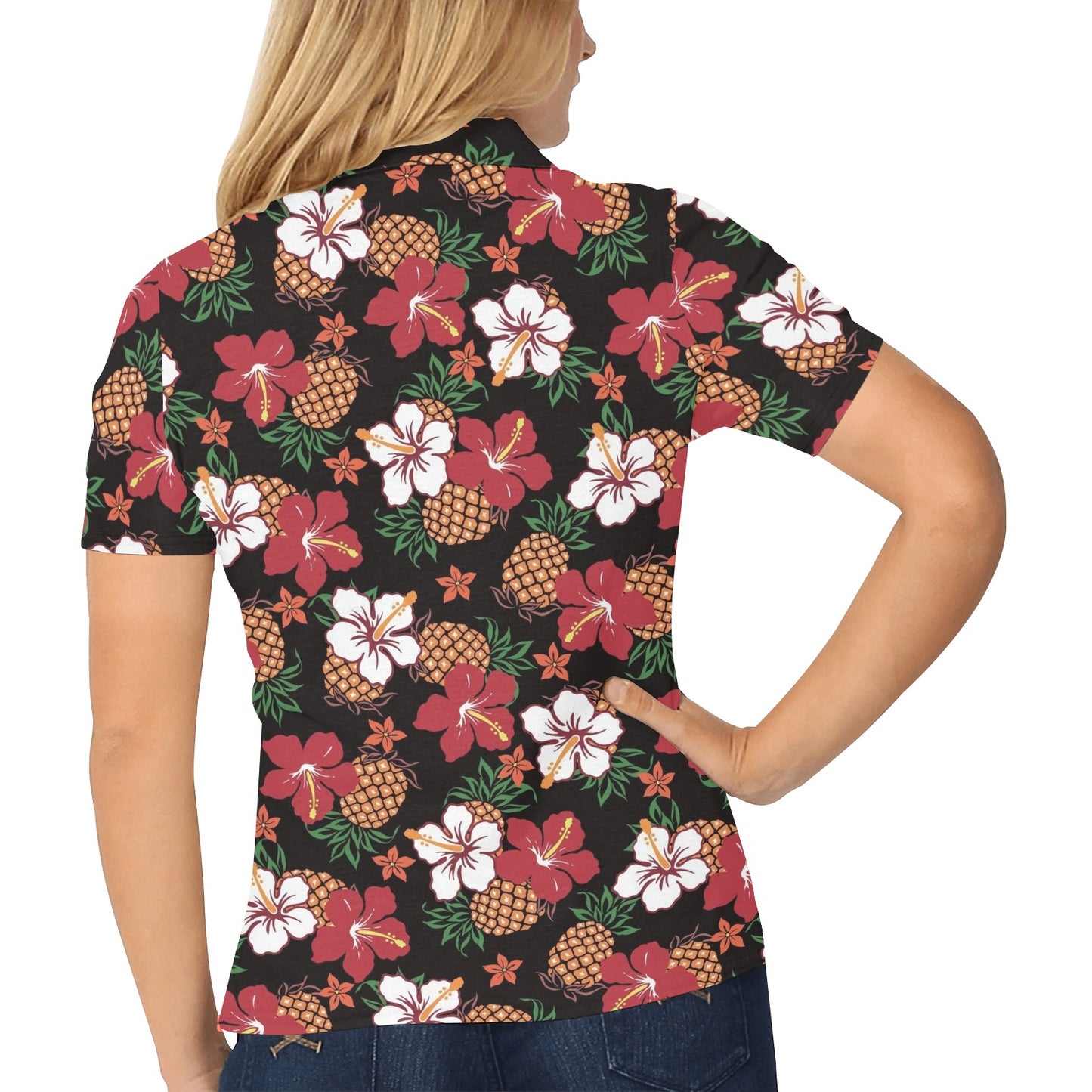 Hawaiian Themed Pattern Print Design H013 Women's Polo Shirt