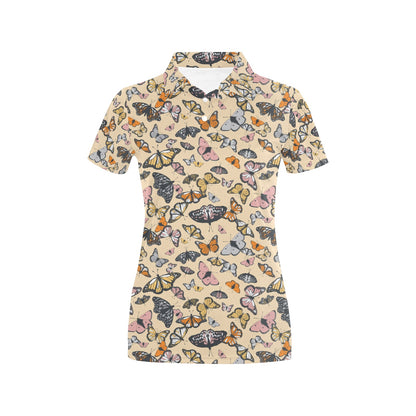 Butterfly Pattern Print Design 04 Women's Polo Shirt