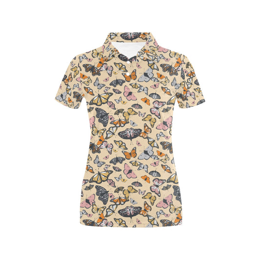 Butterfly Pattern Print Design 04 Women's Polo Shirt