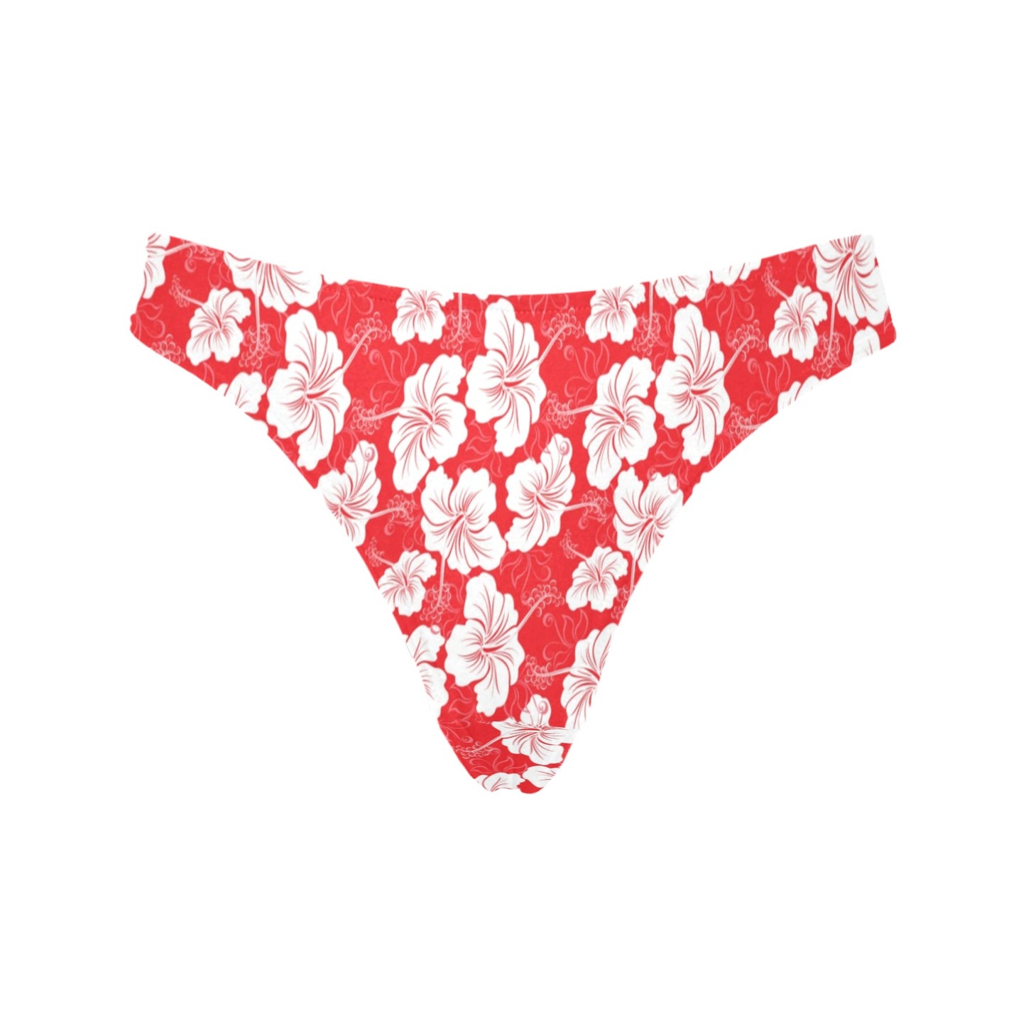 Flower Hawaiian Hibiscus Red Background Print Women's Thongs