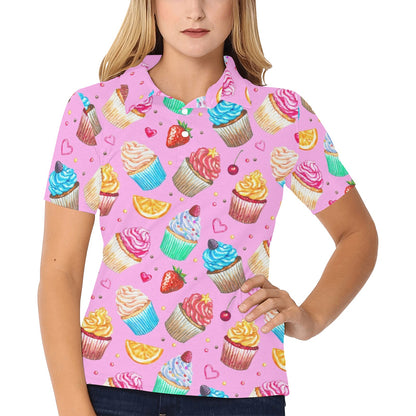 Cupcake Pattern Print Design CP05 Women's Polo Shirt