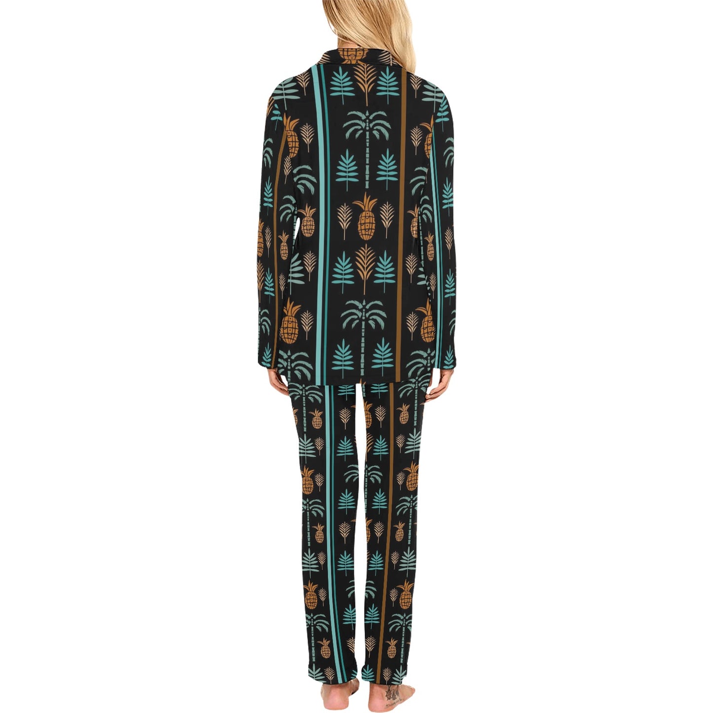 Hawaiian Themed Pattern Print Design H023 Women's Long Pajama Set
