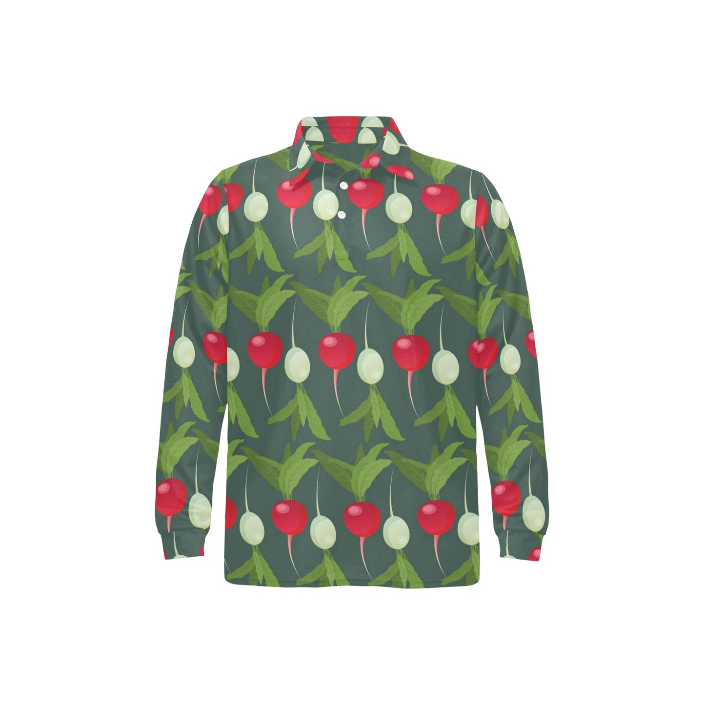 Radish Pattern Print Design A03 Long Sleeve Polo Shirt For Men's