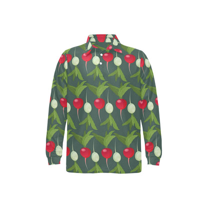 Radish Pattern Print Design A03 Long Sleeve Polo Shirt For Men's