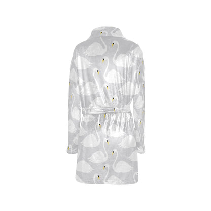 Swan Pattern Print Design 02 Women's Fleece Robe