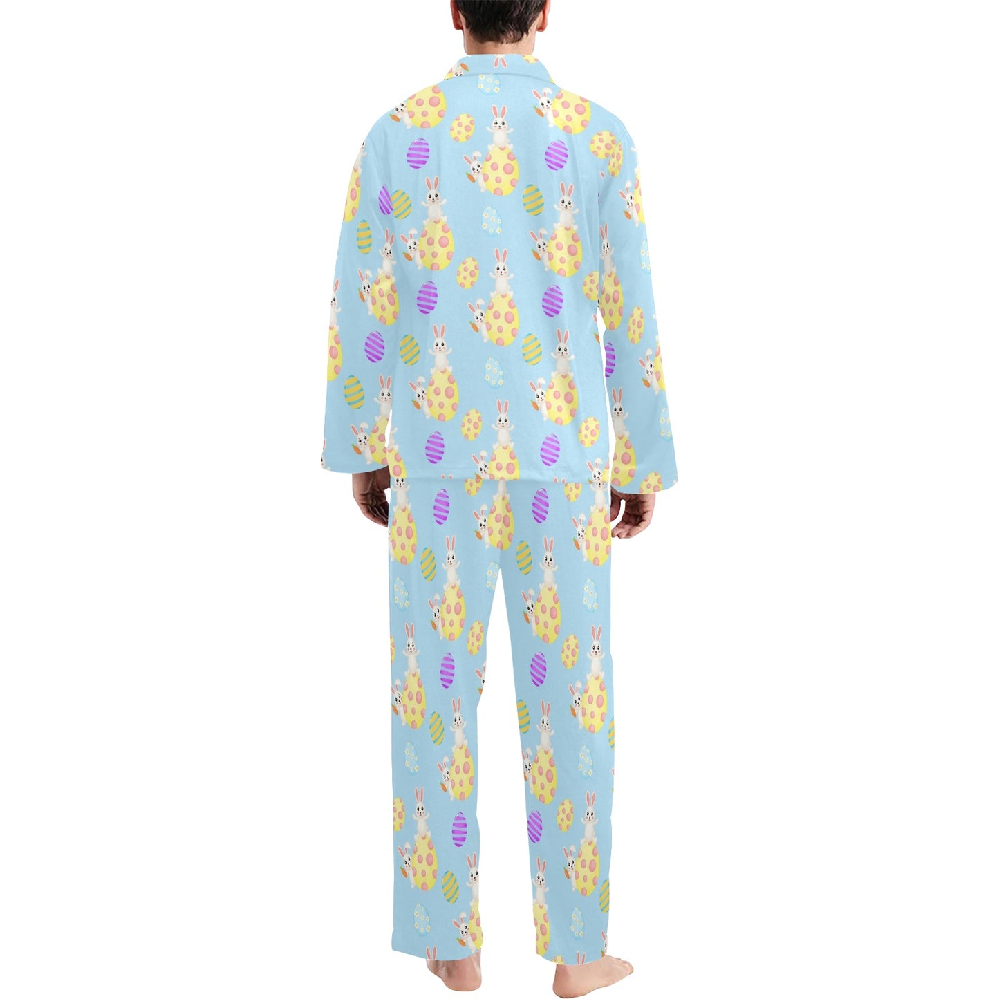 Easter Eggs Pattern Print Design RB015 Men's Long Pajama Set