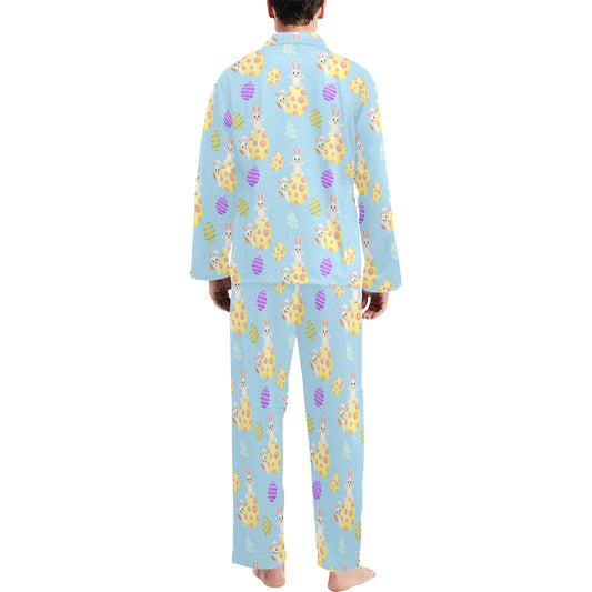 Easter Eggs Pattern Print Design RB015 Men's Long Pajama Set