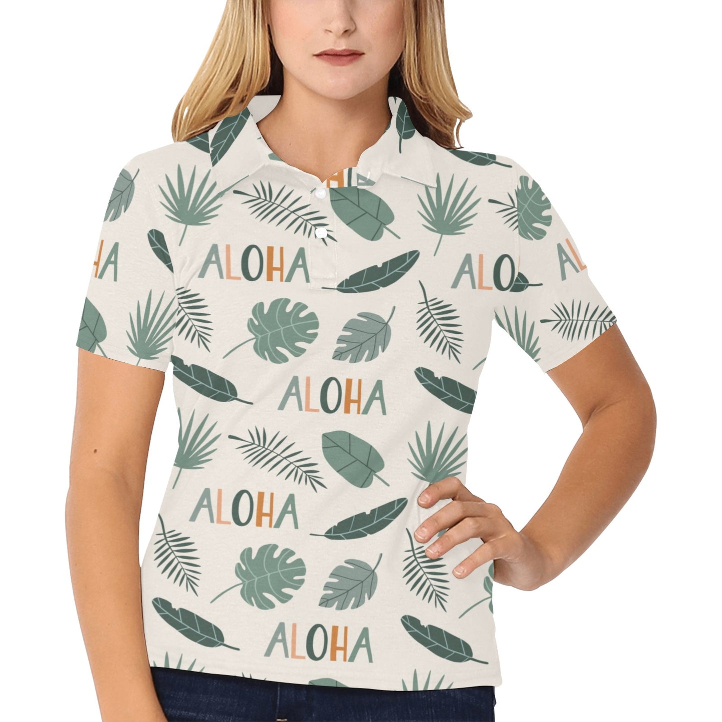 Aloha Hawaii Pattern Print Design 05 Women's Polo Shirt