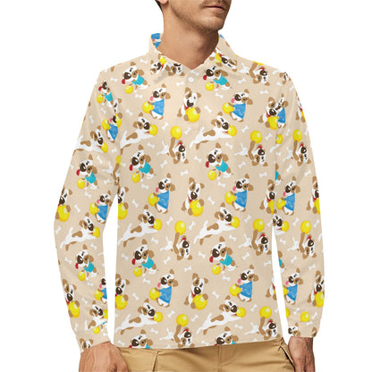 Russell Terriers Cute Print Design LKS304 Long Sleeve Polo Shirt For Men's