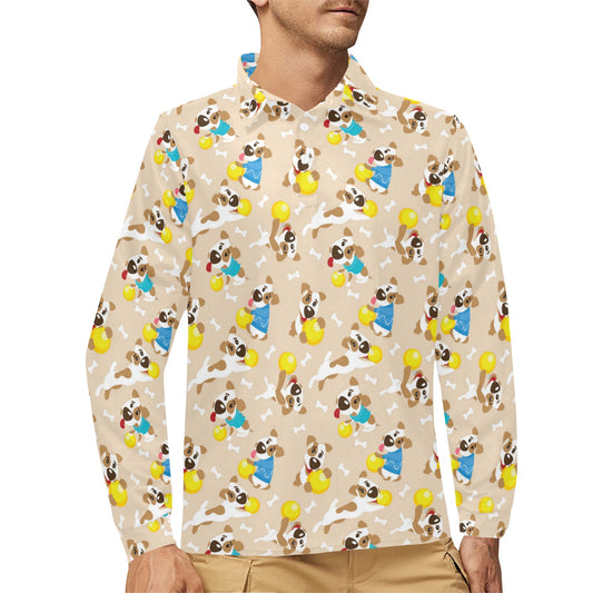 Russell Terriers Cute Print Design LKS304 Long Sleeve Polo Shirt For Men's