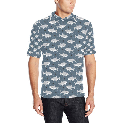 Shark Print Design LKS305 Men Polo Shirt