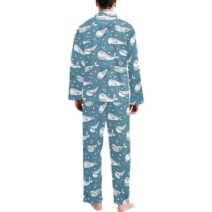 Humpback Whale Pattern Print Design 03 Men's Long Pajama Set