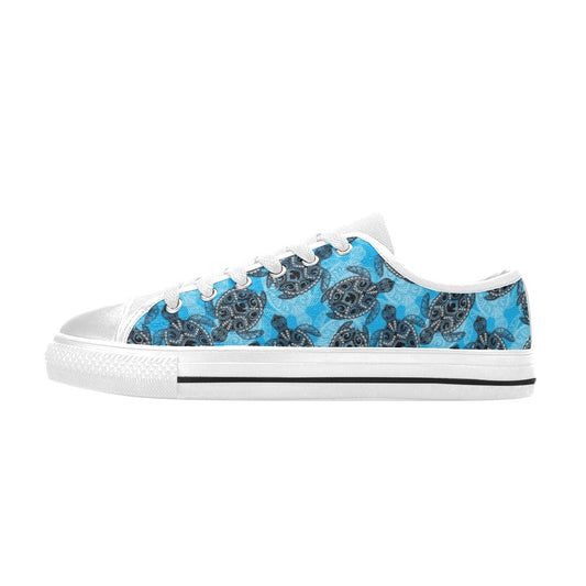 Tribal Pattern Print Design LKS307 Women's White Low Top Shoes