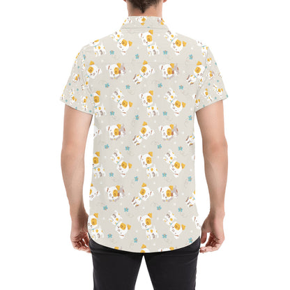 Russell Terriers Print Design LKS306 Men Short Sleeve Button Up Shirt