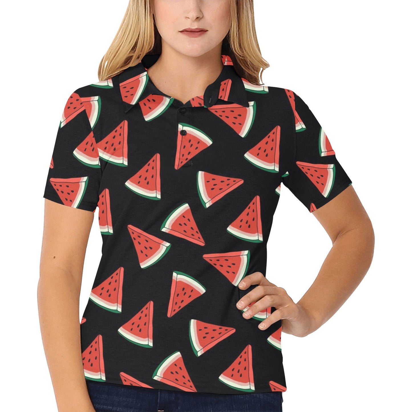 Watermelon Pattern Print Design WM01 Women's Polo Shirt
