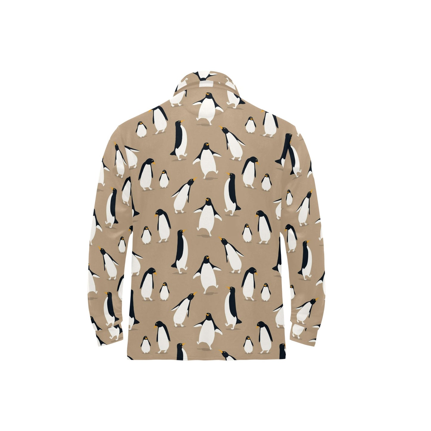 Penguin Pattern Print Design A01 Long Sleeve Polo Shirt For Men's