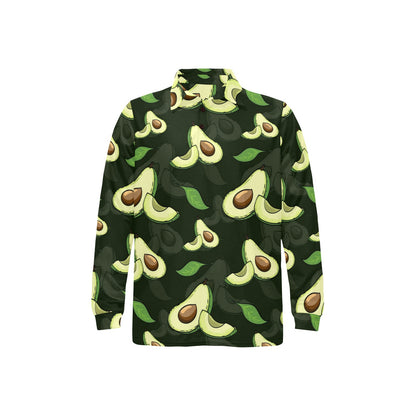 Avocado Pattern Print Design AC07 Long Sleeve Polo Shirt For Men's