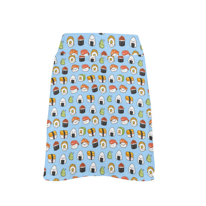 Sushi Cartoon Design 17" Golf & Pickleball Skort with Pockets