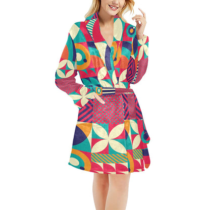 Mosaic Pattern Print Design 03 Women's Fleece Robe