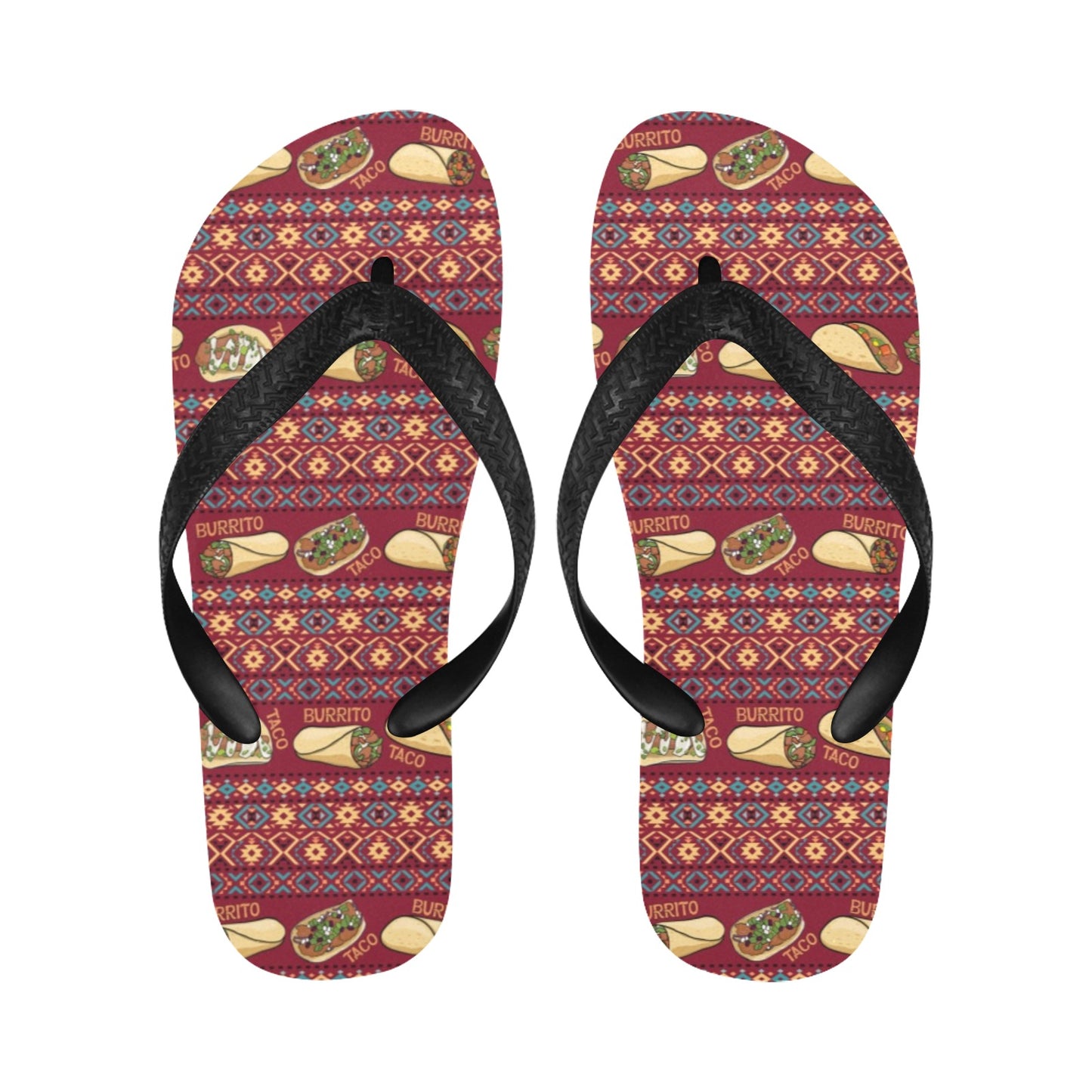 Burrito Taco Print Design LKS302 Flip Flops
