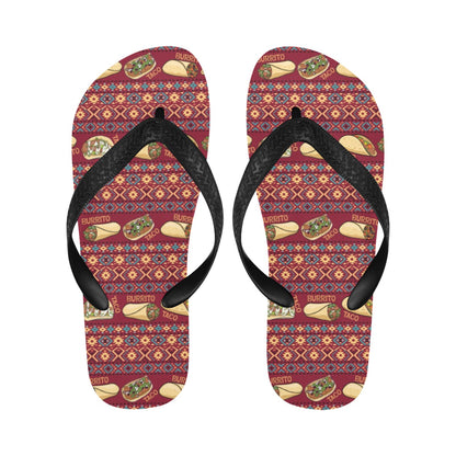 Burrito Taco Print Design LKS302 Flip Flops