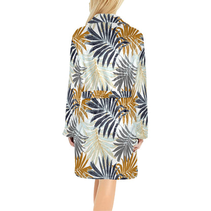 Colorful Tropical Palm Leaves Women's Fleece Robe