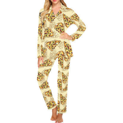 Pizza Pattern Print Design A01 Women's Long Pajama Set
