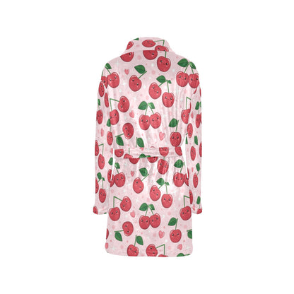 Cherry Pattern Print Design CH02 Women's Fleece Robe