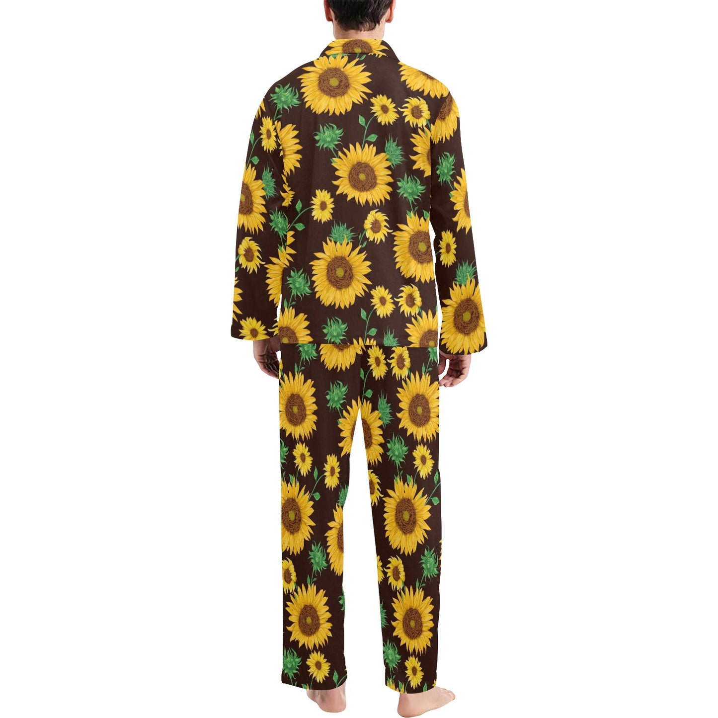 Sunflower Pattern Print Design SF01 Men's Long Pajama Set