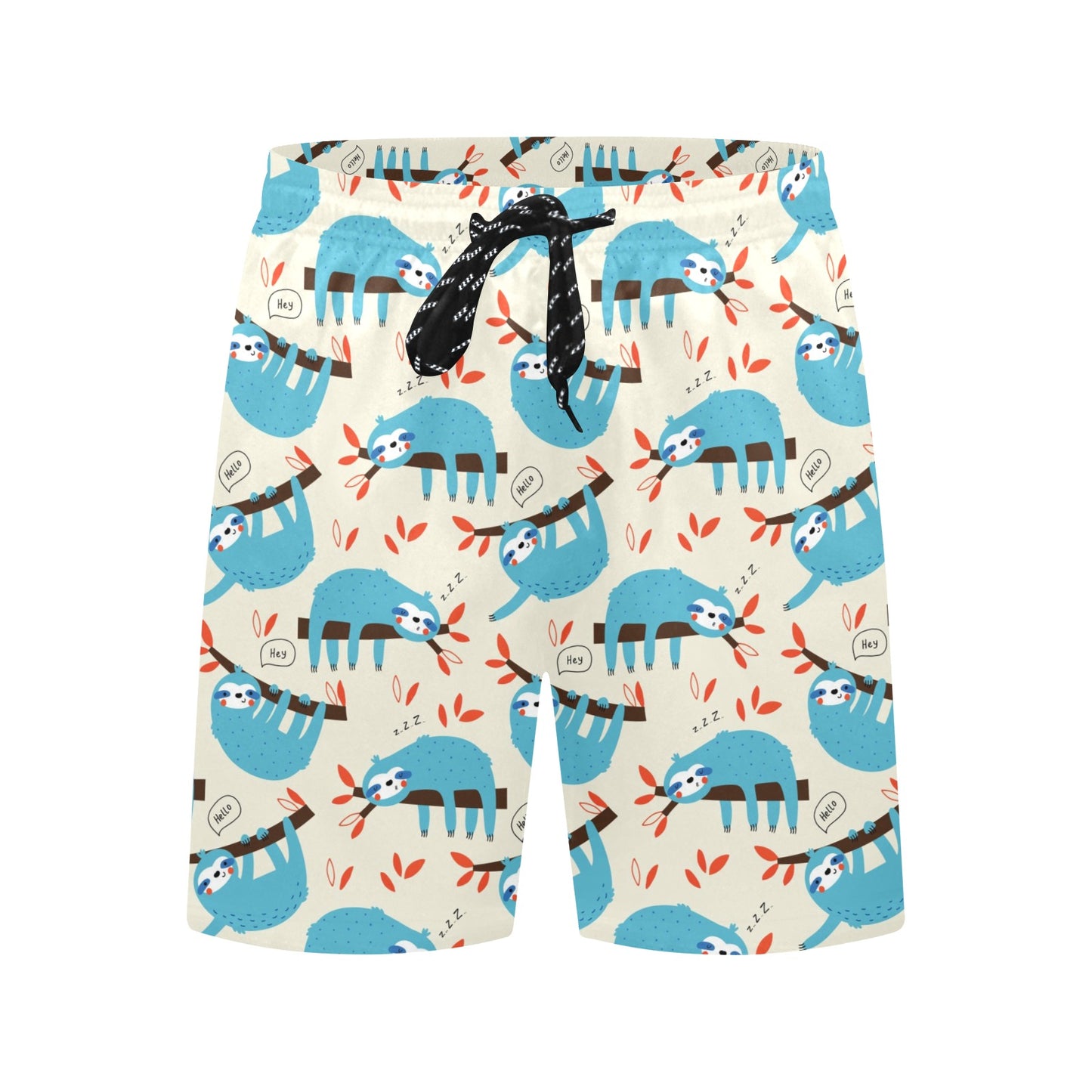 Sloth Print Design LKS3011 Men's Swim Trunks Beach Shorts