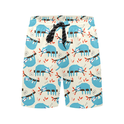 Sloth Print Design LKS3011 Men's Swim Trunks Beach Shorts