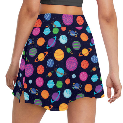Planet Multicolor Print Design LKS302 17" Golf & Pickleball Skort with Pockets